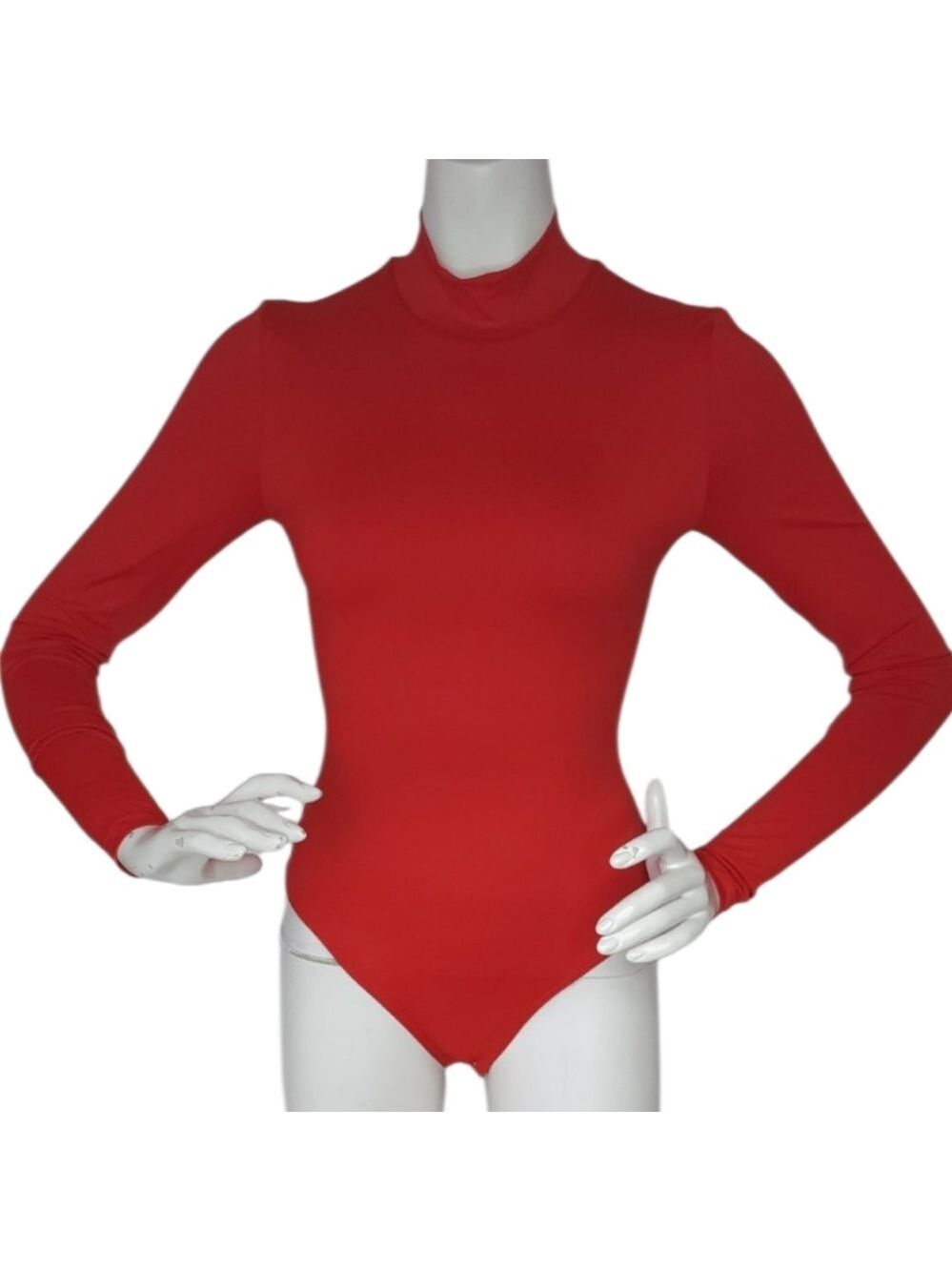 NWT Second Skin Double Lined Mock Neck Red Bodysuit Small